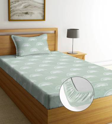 Moonroof 244 TC Cotton Single Printed Fitted (Elastic) Bedsheet