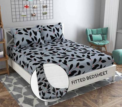 Decent Home 240 TC Cotton Double Floral Fitted (Elastic) Bedsheet