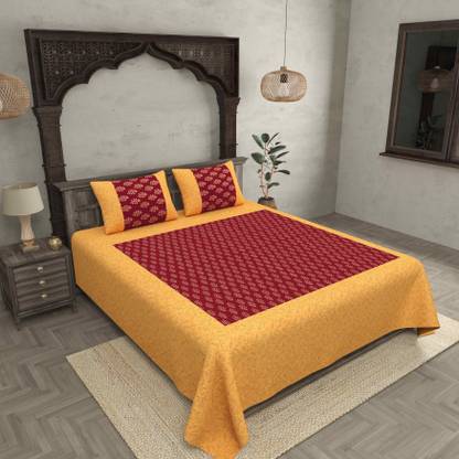JAIPUR FABRIC 180 TC Cotton Double Printed Flat Bedsheet