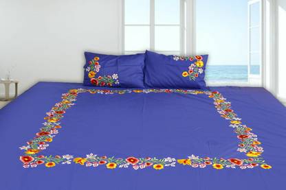 NandB Cotton King Flat 200 TC Embroidered Bedsheet