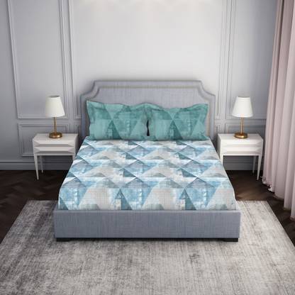 SPACES 144 TC Cotton Double Abstract Flat Bedsheet