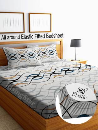 RisingStar 250 TC Cotton King Abstract Fitted (Elastic) Bedsheet
