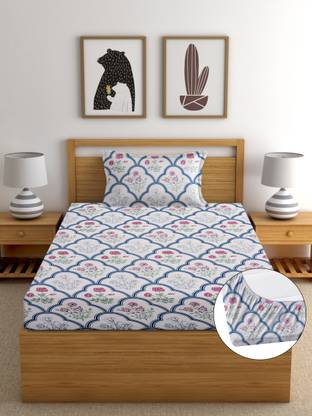 EXFAB 244 TC Cotton Single Printed Fitted (Elastic) Bedsheet