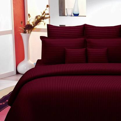 Hardeep Satin Double Flat 300 TC Striped Bedsheet