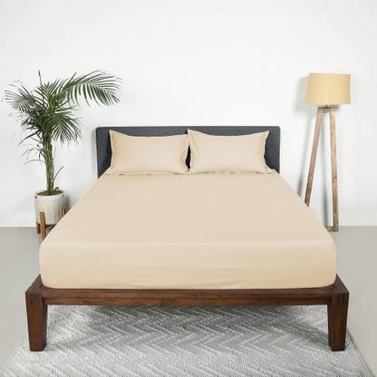SleepyCat 200 TC Cotton King Solid Fitted (Elastic) Bedsheet