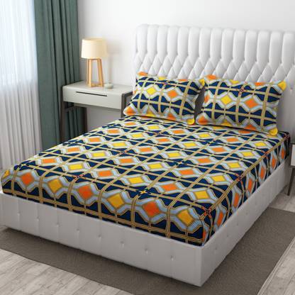 BROMWICK 300 TC Microfiber Double Printed Flat Bedsheet
