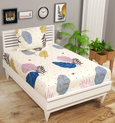 VAS COLLECTIONS 144 TC Microfiber Single Abstract Flat Bedsheet