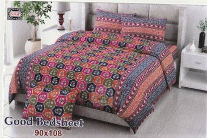 NMMP 300 TC Cotton Double Jaipuri Prints Flat Bedsheet