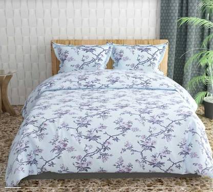 SGK Traders 200 TC Cotton King Floral Fitted (Elastic) Bedsheet