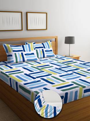 MAYAS COLLECTION 250 TC Microfiber Double Floral Fitted (Elastic) Bedsheet