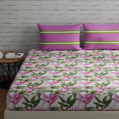 Huesland 144 TC Cotton Double Striped Flat Bedsheet