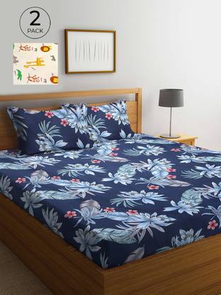 Klotthe Polycotton King Flat 300 TC Printed Bedsheet