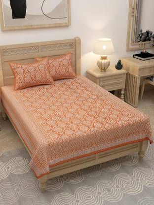 Lali Prints 160 TC Cotton Single Jaipuri Prints Flat Bedsheet