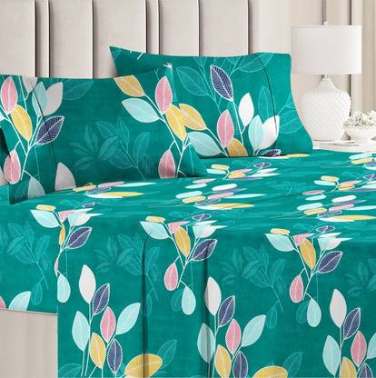 VAS COLLECTIONS Cotton Double Flat 160 TC Floral Bedsheet