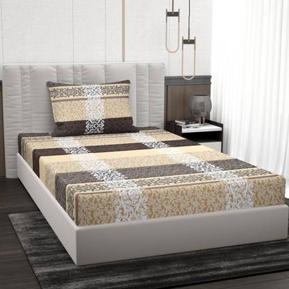 BROMWICK 144 TC Microfiber Single Printed Flat Bedsheet