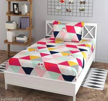 LA MANTTA 140 TC Polycotton Single Geometric Flat Bedsheet