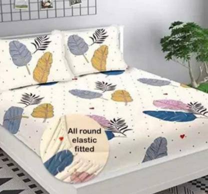 Prosseya 170 TC Cotton Double Checkered Fitted (Elastic) Bedsheet