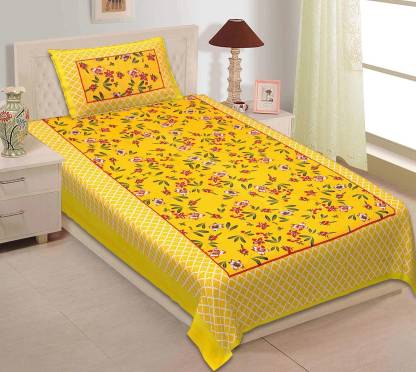 Leo Creation Cotton Single Flat 144 TC Printed Bedsheet
