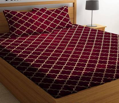 TripleV 210 TC Cotton Double Printed Fitted (Elastic) Bedsheet