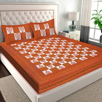 JAIPUR PRINTS Cotton Queen Flat 220 TC Printed Bedsheet