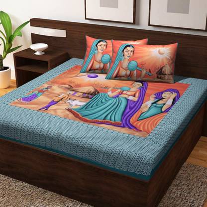 Ouzo 144 TC Cotton Double Printed Flat Bedsheet