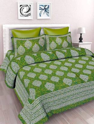 Leo Creation Cotton Double Flat 144 TC Jaipuri Prints Bedsheet
