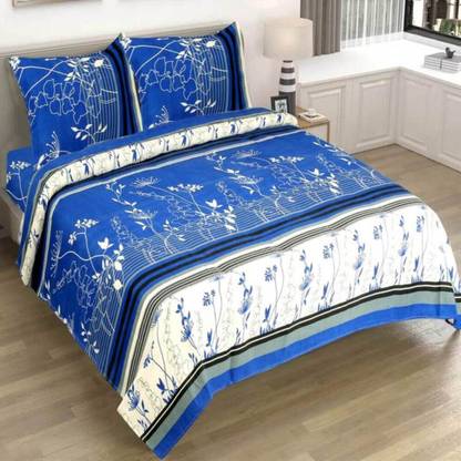 Spring Board 144 TC Polycotton King Self Design Flat Bedsheet