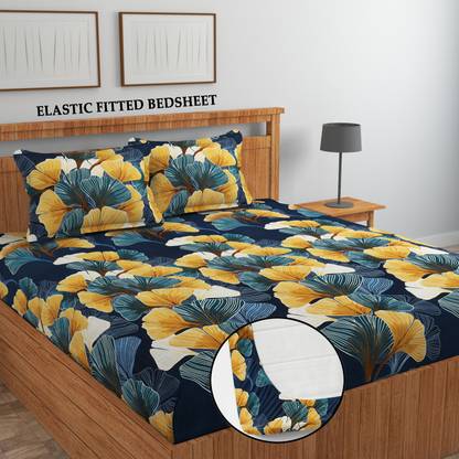 MONTEBELLO 250 TC Cotton King Floral Fitted (Elastic) Bedsheet