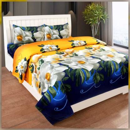 KNC Cotton Double Flat 140 TC 3D Printed Bedsheet