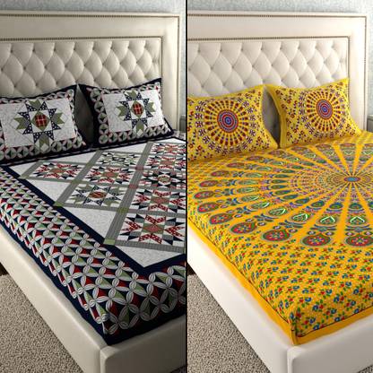 LA VERNE 104 TC Cotton Double Geometric Flat Bedsheet