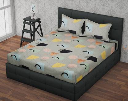 RRC Cotton Double Fitted (Elastic) 144 TC Jaipuri Prints Bedsheet