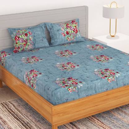 Bedspun 150 TC Polyester Double Floral Flat Bedsheet