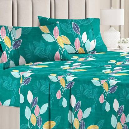 VAS COLLECTIONS Cotton King Flat 160 TC Floral Bedsheet