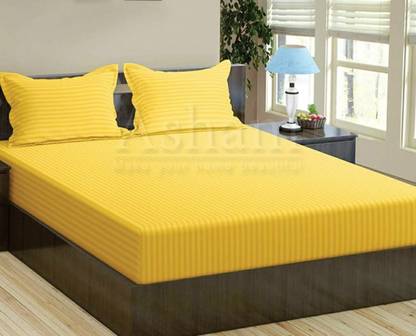 Vasundhara Traders 210 TC Polycotton King Striped Flat Bedsheet