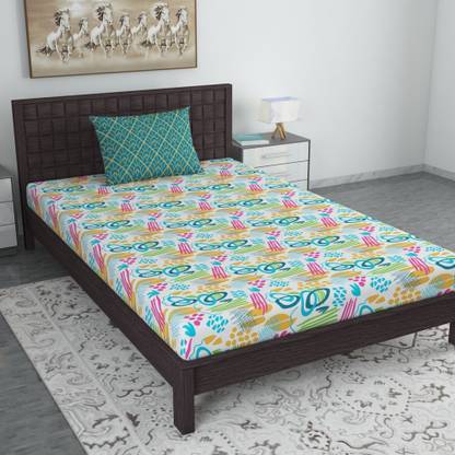 Divine Casa 144 TC Cotton Single Printed Flat Bedsheet