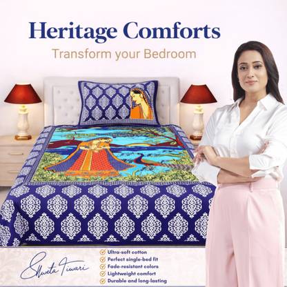 MAGICAL Cotton Single Flat 144 TC Printed Bedsheet