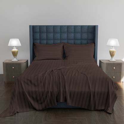 AVI Cotton King Flat 300 TC Striped Bedsheet
