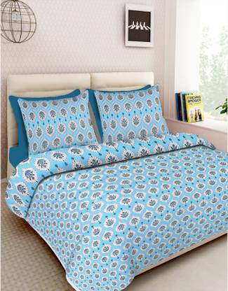 D Three Fabrics 350 TC Cotton King 3D Printed Flat Bedsheet