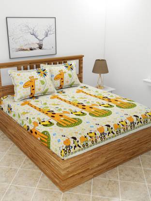BREVARD Polycotton Queen Flat 210 TC Printed Bedsheet