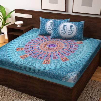 REVESHH Cotton King Flat 212 TC Printed Bedsheet