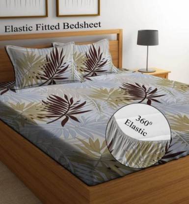 Aaika Cotton King Fitted (Elastic) 180 TC Floral Bedsheet