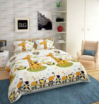 TINDLER KNOTS Cotton Queen Flat 300 TC Printed Bedsheet