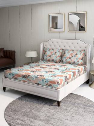 Bombay Dyeing Cotton Super King Flat 120 TC Geometric Bedsheet