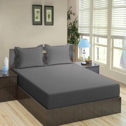 BEVI 300 TC Microfiber Single Striped Fitted (Elastic) Bedsheet