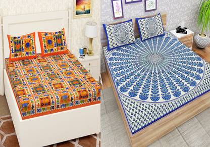 150 TC Cotton Double Jaipuri Prints Bedsheet