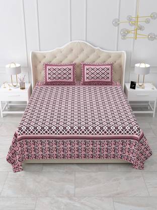 SIZAR 120 TC Cotton Queen Jaipuri Prints Flat Bedsheet