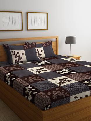 COTTON VILLAS Microfiber Double Flat 144 TC Printed Bedsheet