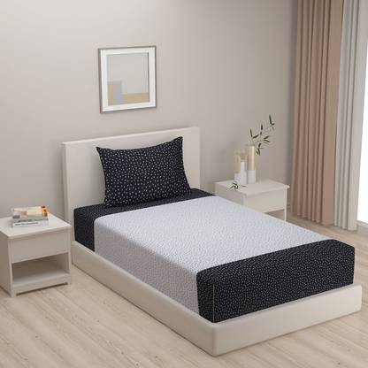 SWAYAM 200 TC Cotton Single Abstract Flat Bedsheet
