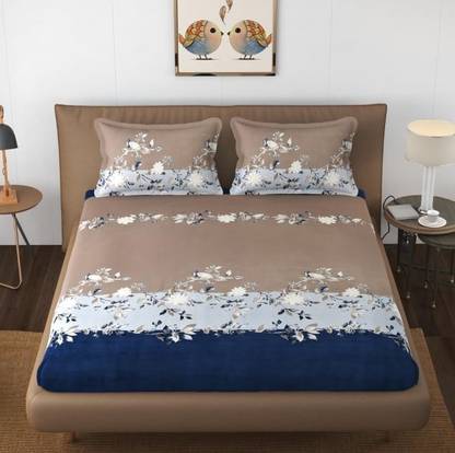 TINDLER KNOTS 210 TC Microfiber Queen Printed Fitted (Elastic) Bedsheet