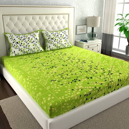 CLOTHOLOGY Cotton Double Flat 144 TC Printed Bedsheet